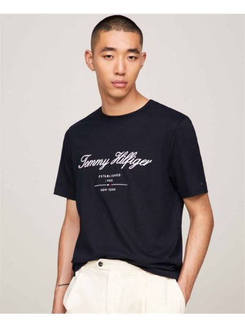 T-shirt girocollo con logo Script Tommy Hilfiger | MW0MW33691.DW5